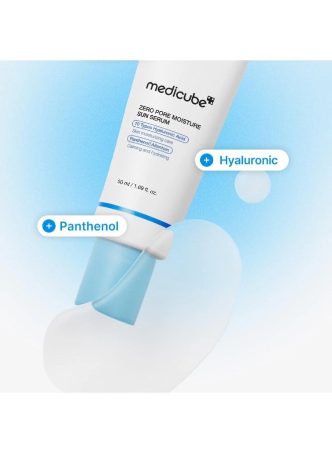 Medicube Zero Pore Moisture Sun Serum SPF 50 (50ml), Lightweight Hydrating Chemical Sunscreen for Sensitive & Oily Skin, Broad Spectrum UV Protection Serum Minimizes Pores & Leaves No White Cast - Image 3